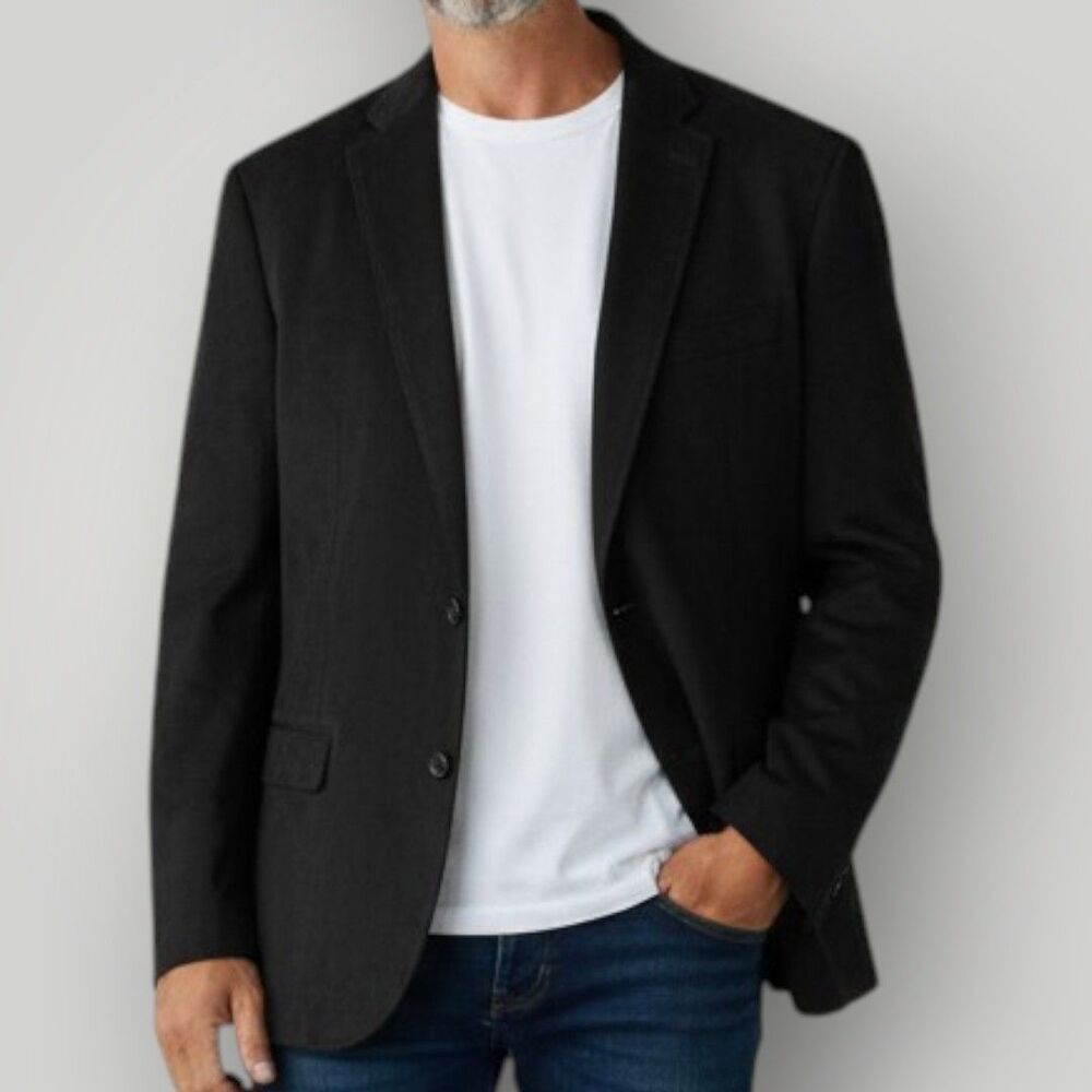 RALPH LAUREN Mens Blazer Sport Coat 2-Button Suit Jacket 46L Black Face Velvet
